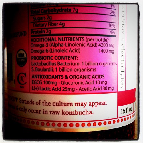 "My bottle of Kombucha allegedly contains 2 billion organisms." by rmatei is licensed under CC BY-SA 2.0